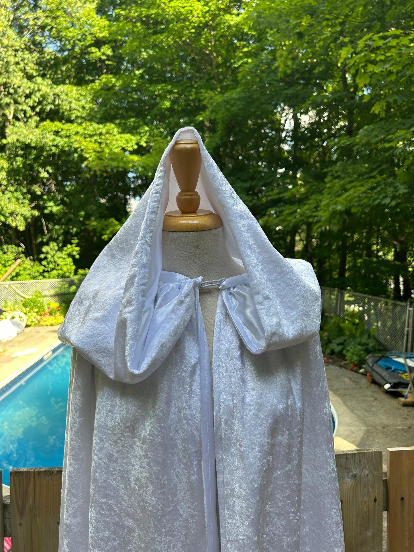 Long White Crushed Velvet Medieval Cape - MISS LESTER'S