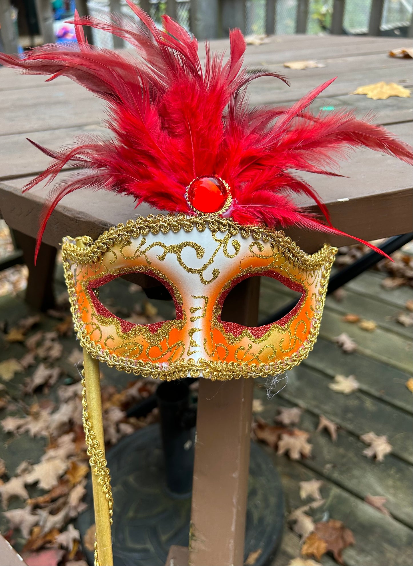 Elaborate Face Masks on a Holder