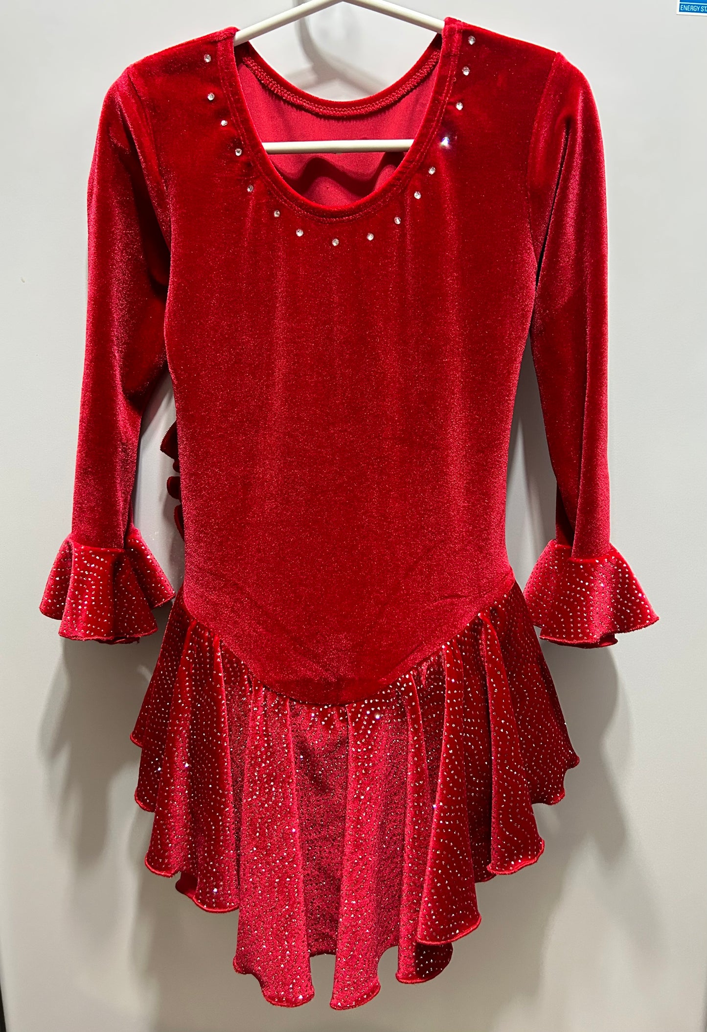 Quad Club QC0638 Youth 8-10 Red Velvet Skate Dress - MISS LESTER'S