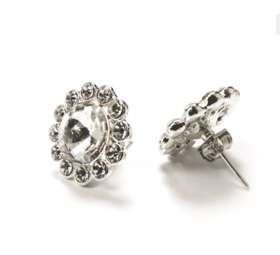 Fh2 Crystal Flower Rhinestone Earrings 19 mm AZ0049 - MISS LESTER'S