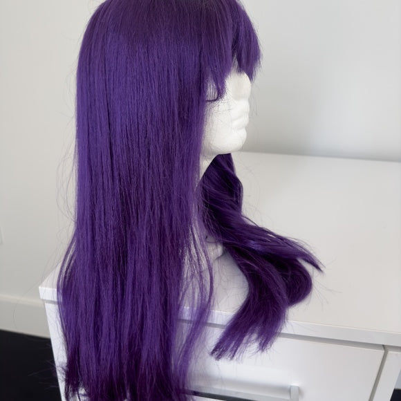 Long Dark Purple Wig with Bangs HS Petite
