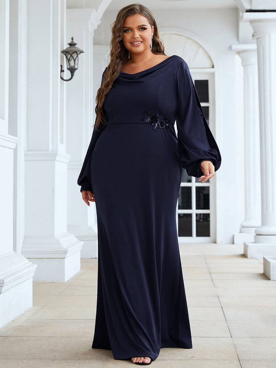 Plus Size Navy Mother Of The Bride Dress With Jacket R&m Richards
