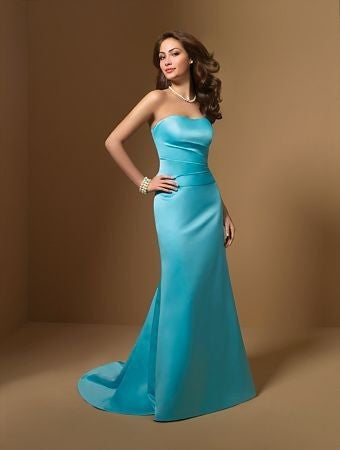 Strapless Satin Long Gown Size 14 Style 7009 - MISS LESTER'S