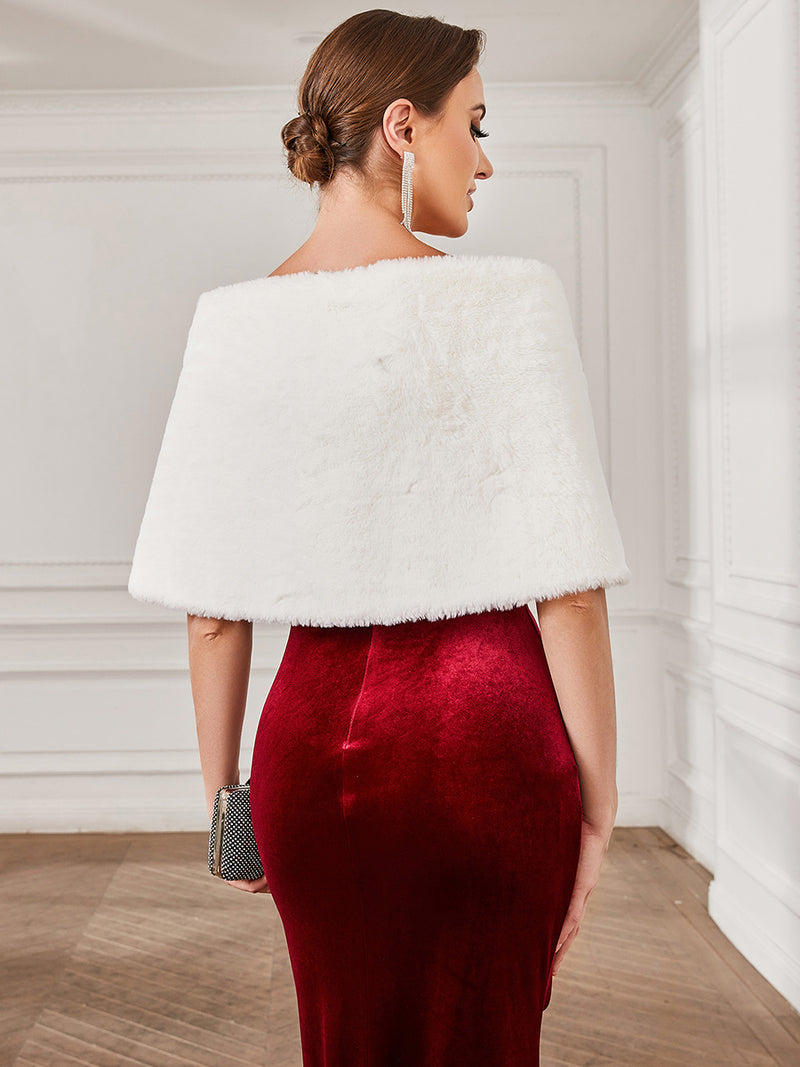 White Faux Fur Shawl EA01425WH00 - MISS LESTER'S