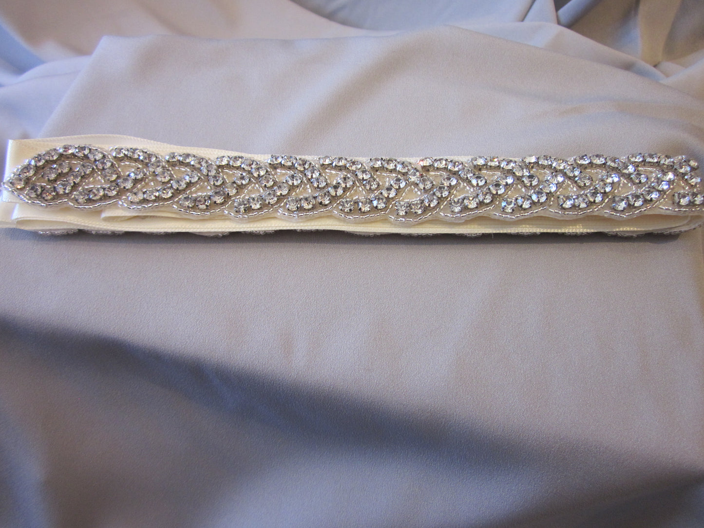 Rhinestone Belt With Ivory Sash Style S211 - MISS LESTER'S