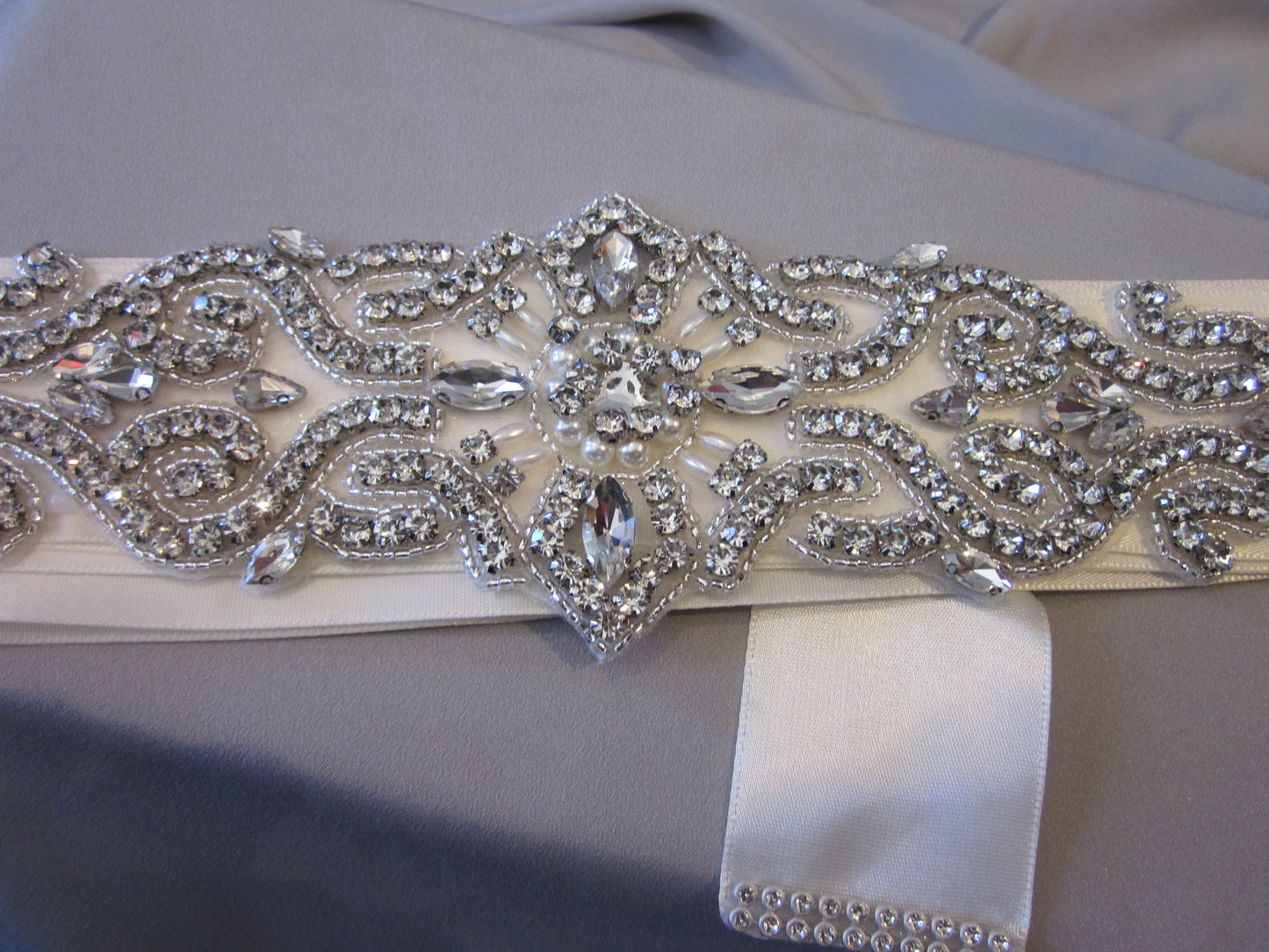 Bridal Rhinestone Belt With Ivory Sash Style S224 - MISS LESTER'S 