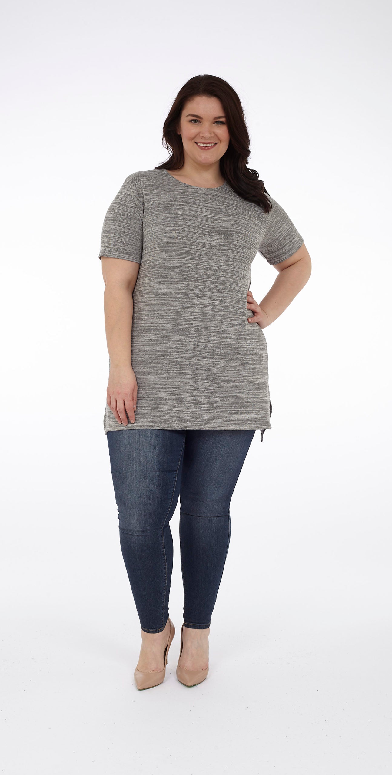 Plus Size Short Sleeve Crew Neck Top Style MT-02X - MISS LESTER'S