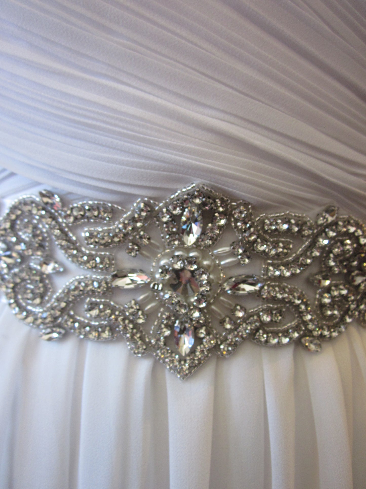 Bridal Rhinestone Belt With White Sash Style S225 - MISS LESTER'S