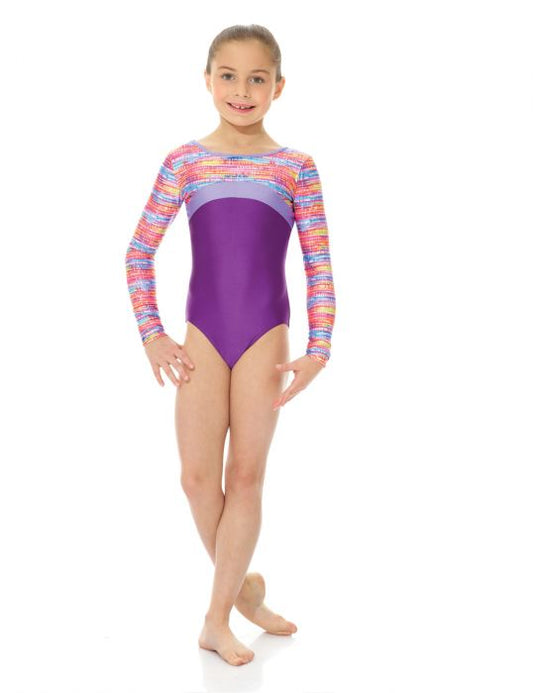 Mondor 27848 Purple Lights Youth 10-12 LS Gym Leotard - MISS LESTER'S 