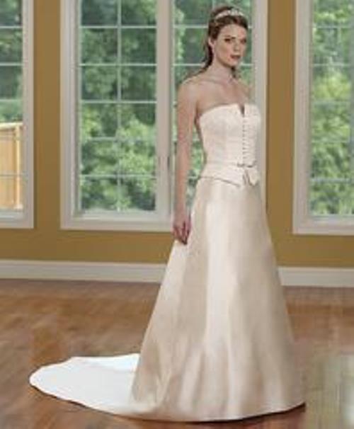 SALE Lace/Satin A Line Strapless Ivory  Bridal Gown Size 6 Style 3515 - MISS LESTER'S 