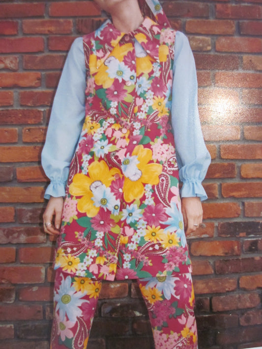 Small Adult 60's Flowered Hippie Costume 35 - MISS LESTER'S 