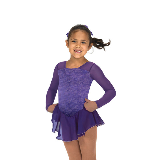 Jerry's 671 Youth  8-10 Purple Papillon Skate Dress     Velvet  long sleeves with chiffon skirt