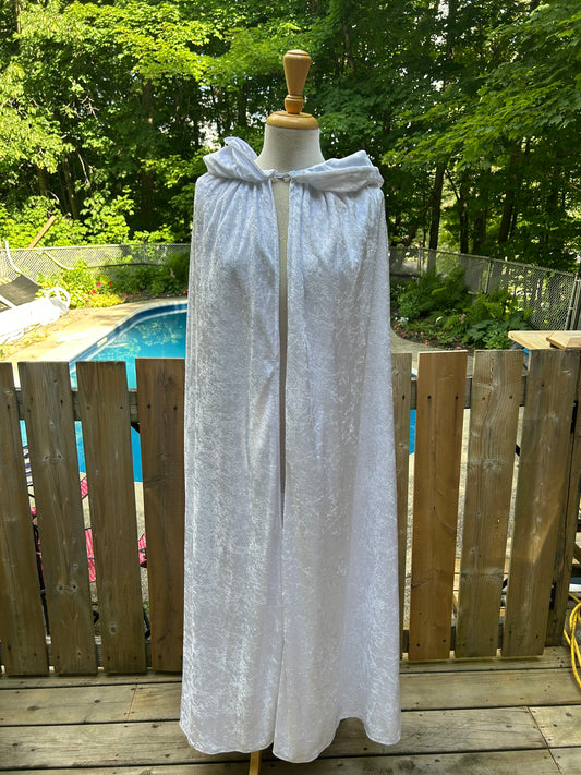 Long White Crushed Velvet Medieval Cape - MISS LESTER'S 