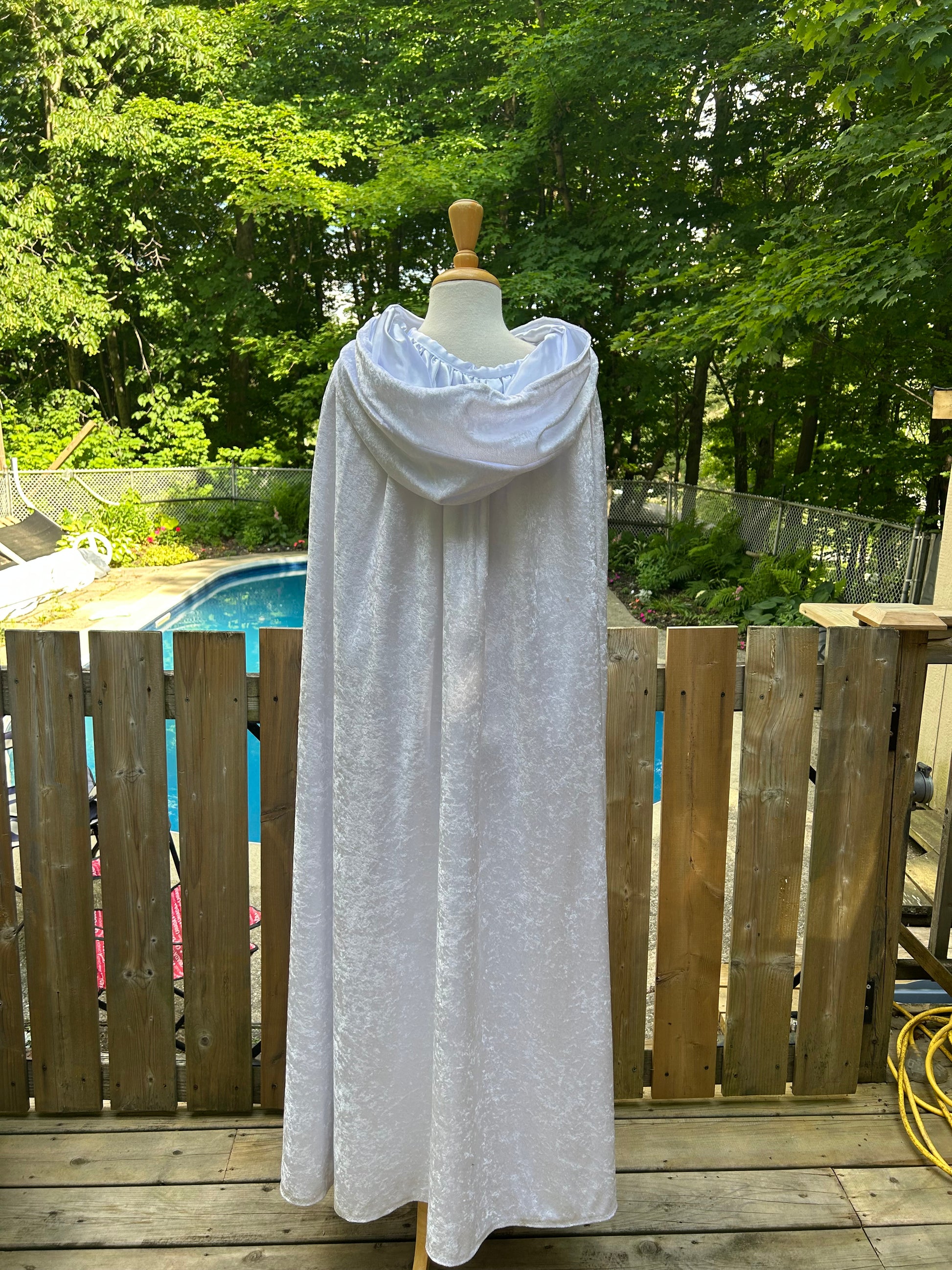 Long White Crushed Velvet Medieval Cape - MISS LESTER'S 