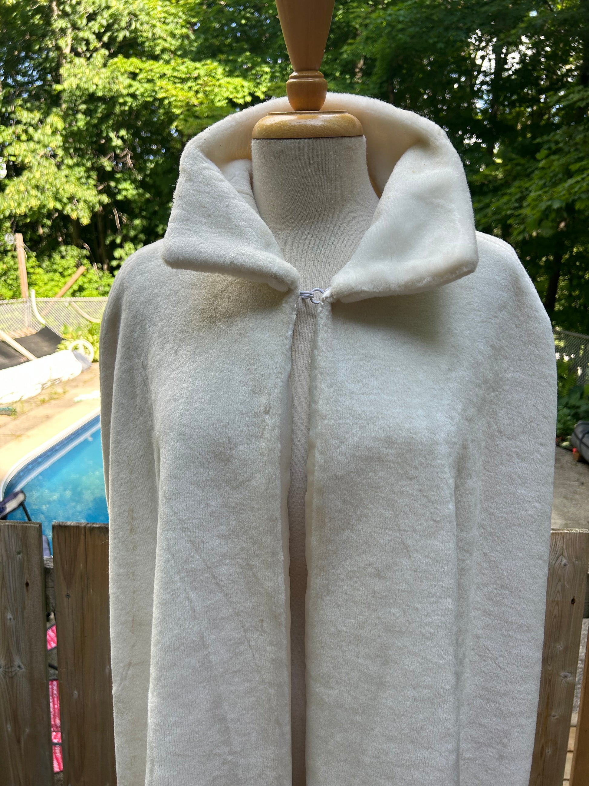 Off White Fur Long Bridal Cape - MISS LESTER'S 