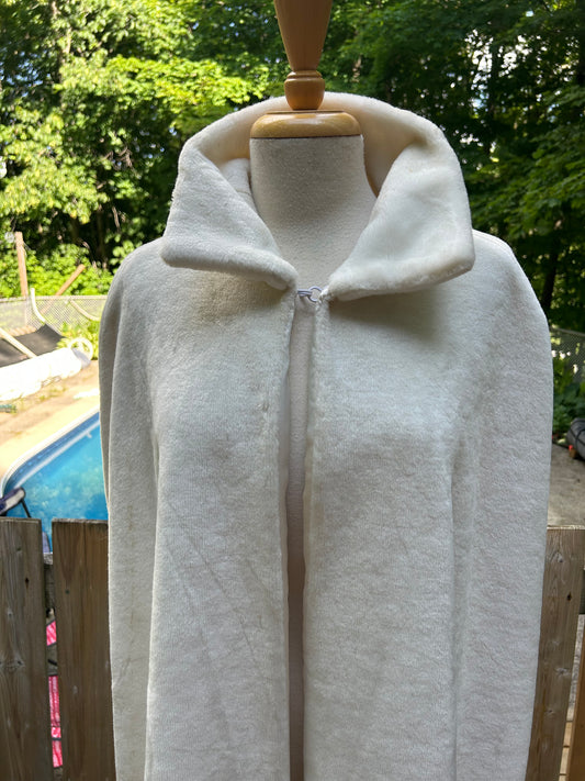 Off White Fur Long Bridal Cape - MISS LESTER'S 