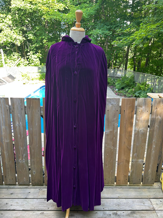 Long Purple Velvet Vintage Cape - MISS LESTER'S 