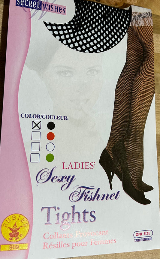 Secret Wishes Black Fishnet and Pattered Costume Tights - MISS LESTER'S 