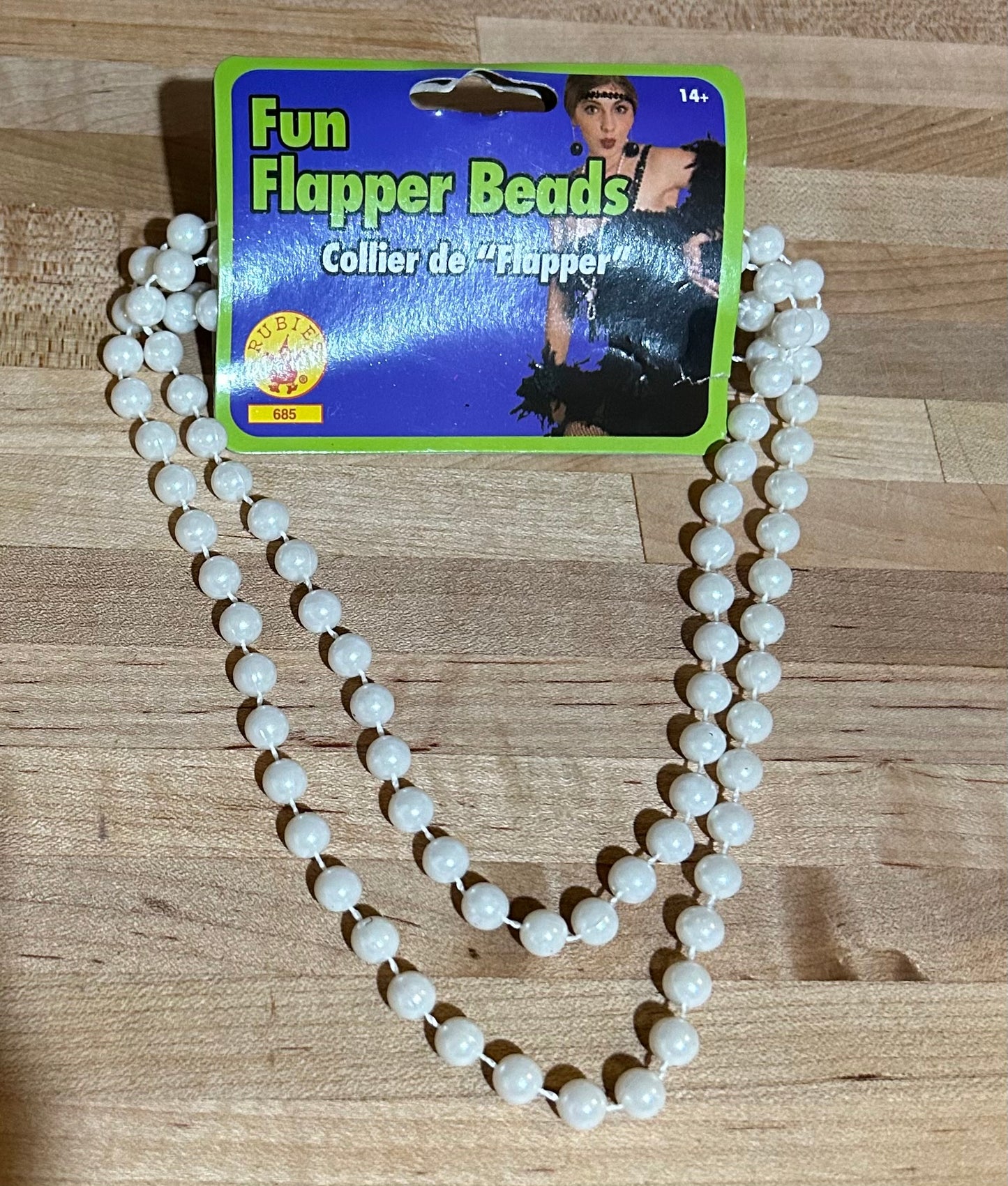 Fun White  Flapper Beads 685