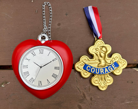 Wizard of Oz Heart Clock  and Badge of Courage - MISS LESTER'S 
