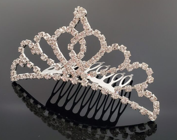 Fh2 Medium Romantic Heart Rhinestone Tiara TR0310 - MISS LESTER'S 