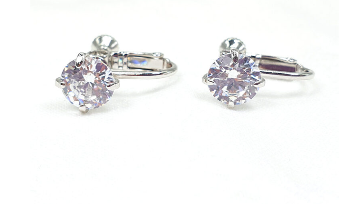 Fh2 8 mmCubic Zirconia  Clip On Earring AZ0016-1 - MISS LESTER'S 