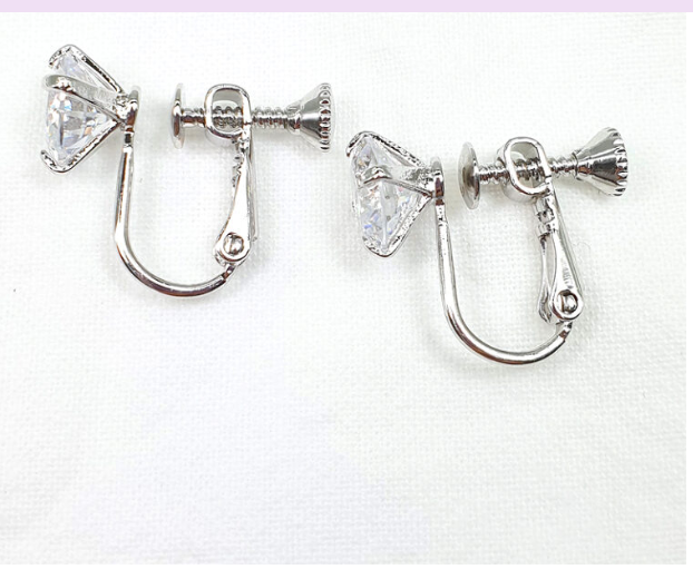 Fh2 8 mmCubic Zirconia  Clip On Earring AZ0016-1 - MISS LESTER'S 