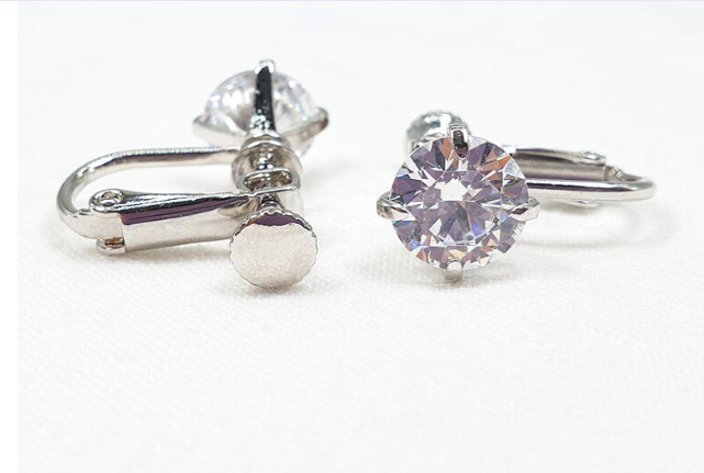 Fh2 8 mmCubic Zirconia  Clip On Earring AZ0016-1 - MISS LESTER'S 