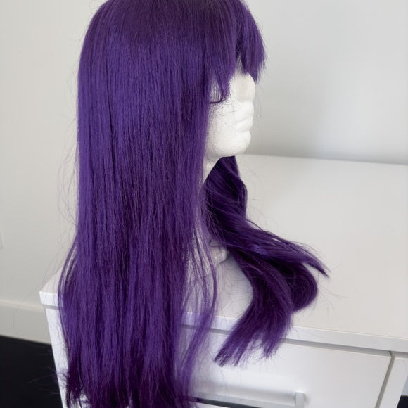 Long Dark Purple Wig with Bangs  HS Petite