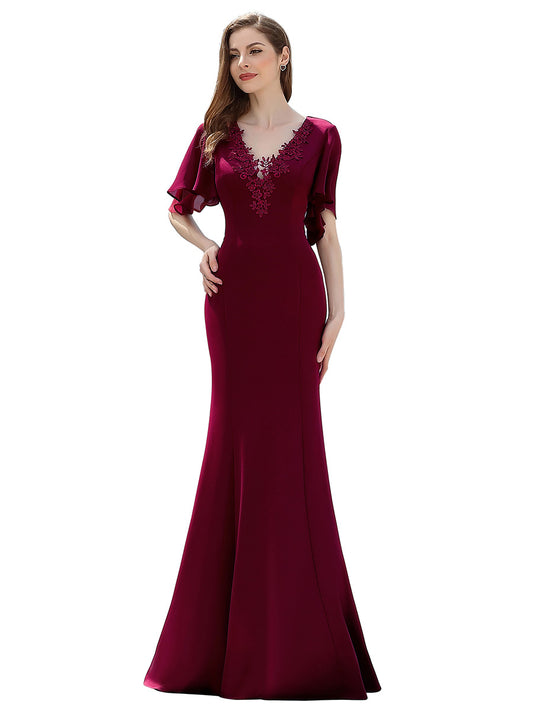 Elegant Long Deep V-neck Mermaid Dress Size 16 Style 00574 - MISS LESTER'S 