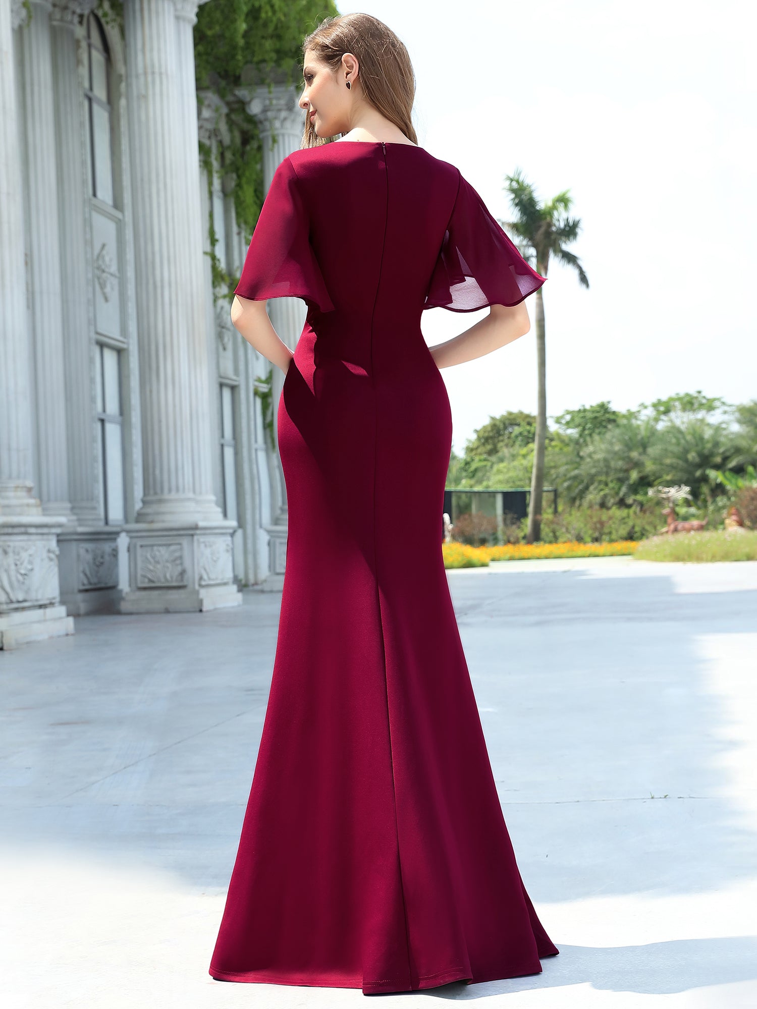 Elegant Long Deep V-neck Mermaid Dress Size 16 Style 00574 - MISS LESTER'S 