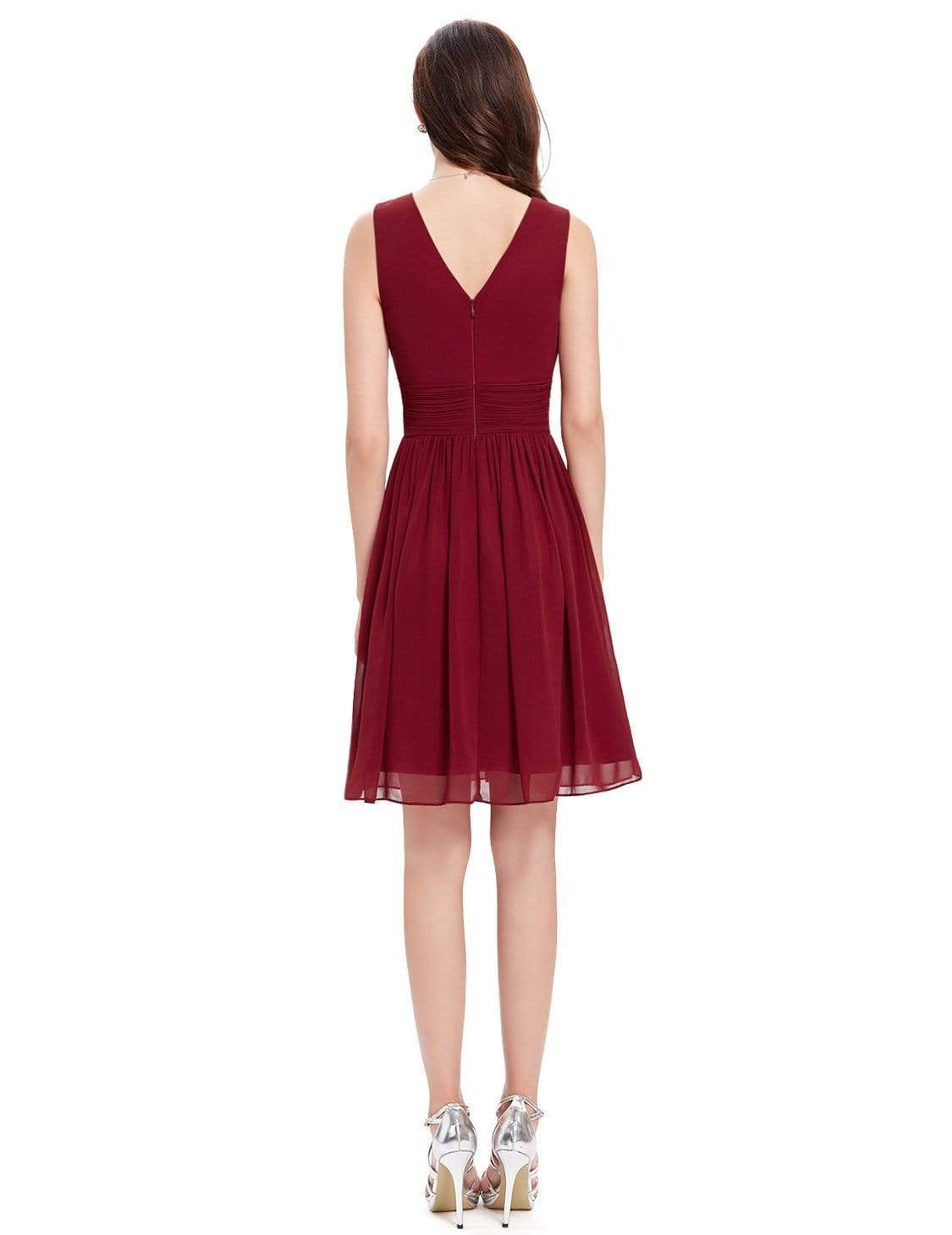 Knee-Length Chiffon V-Neck Dress Size 16 Style 03988 - MISS LESTER'S 