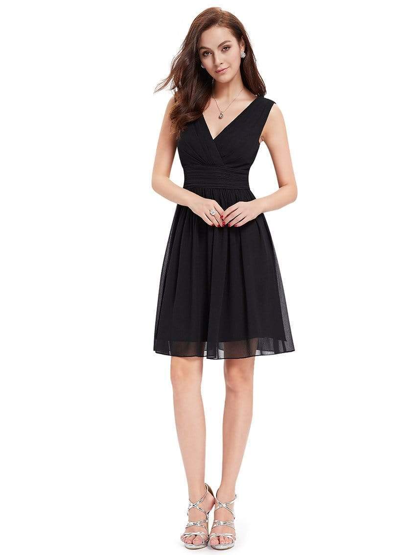 Knee-Length Chiffon V-Neck Dress Size 16 Style 03989 - MISS LESTER'S 