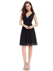 Knee-Length Chiffon V-Neck Dress Size 16 Style 03989