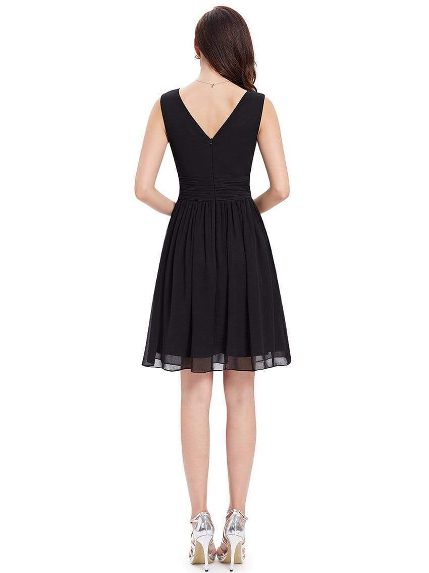 Knee-Length Chiffon V-Neck Dress Size 16 Style 03989 - MISS LESTER'S 