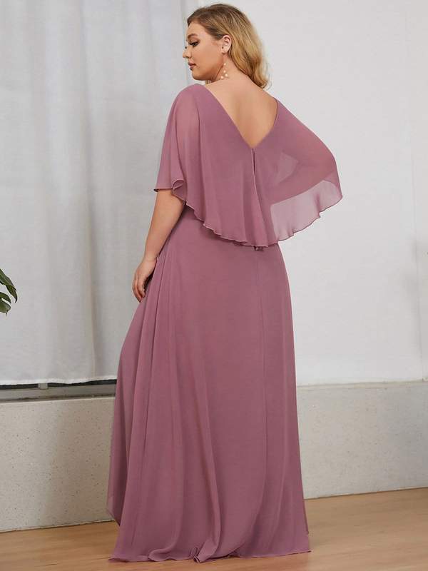 Long Flutter Sleeve Chiffon Dress Size 20 Style 05490 - MISS LESTER'S 