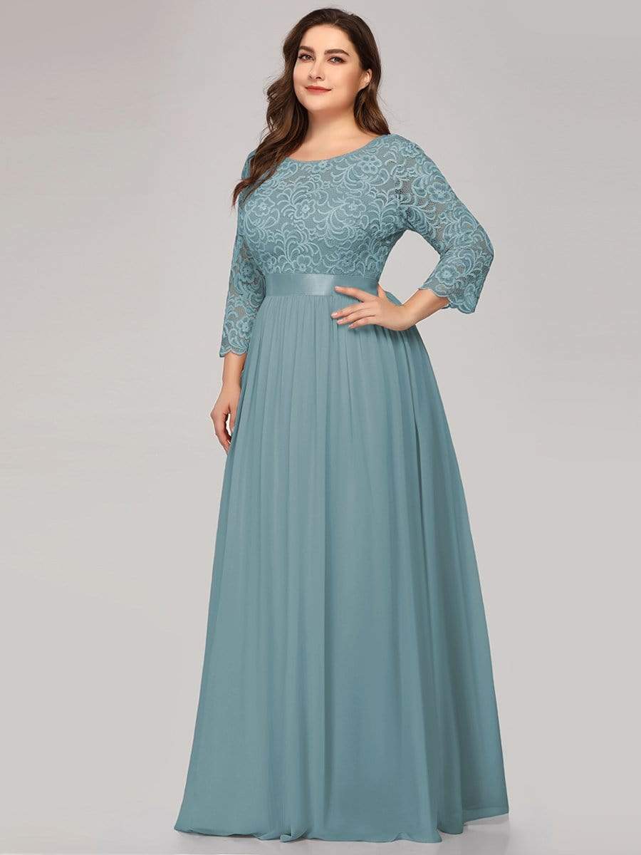 Plus Size Long Dress with Half Sleeve Size 24 Style 12074 - MISS LESTER'S 