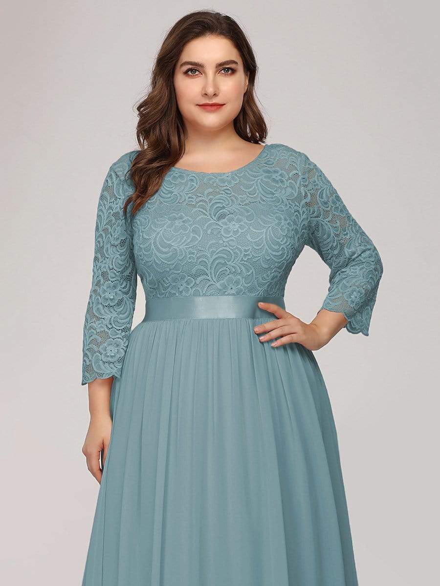 Plus Size Long Dress with Half Sleeve Size 24 Style 12074 - MISS LESTER'S 