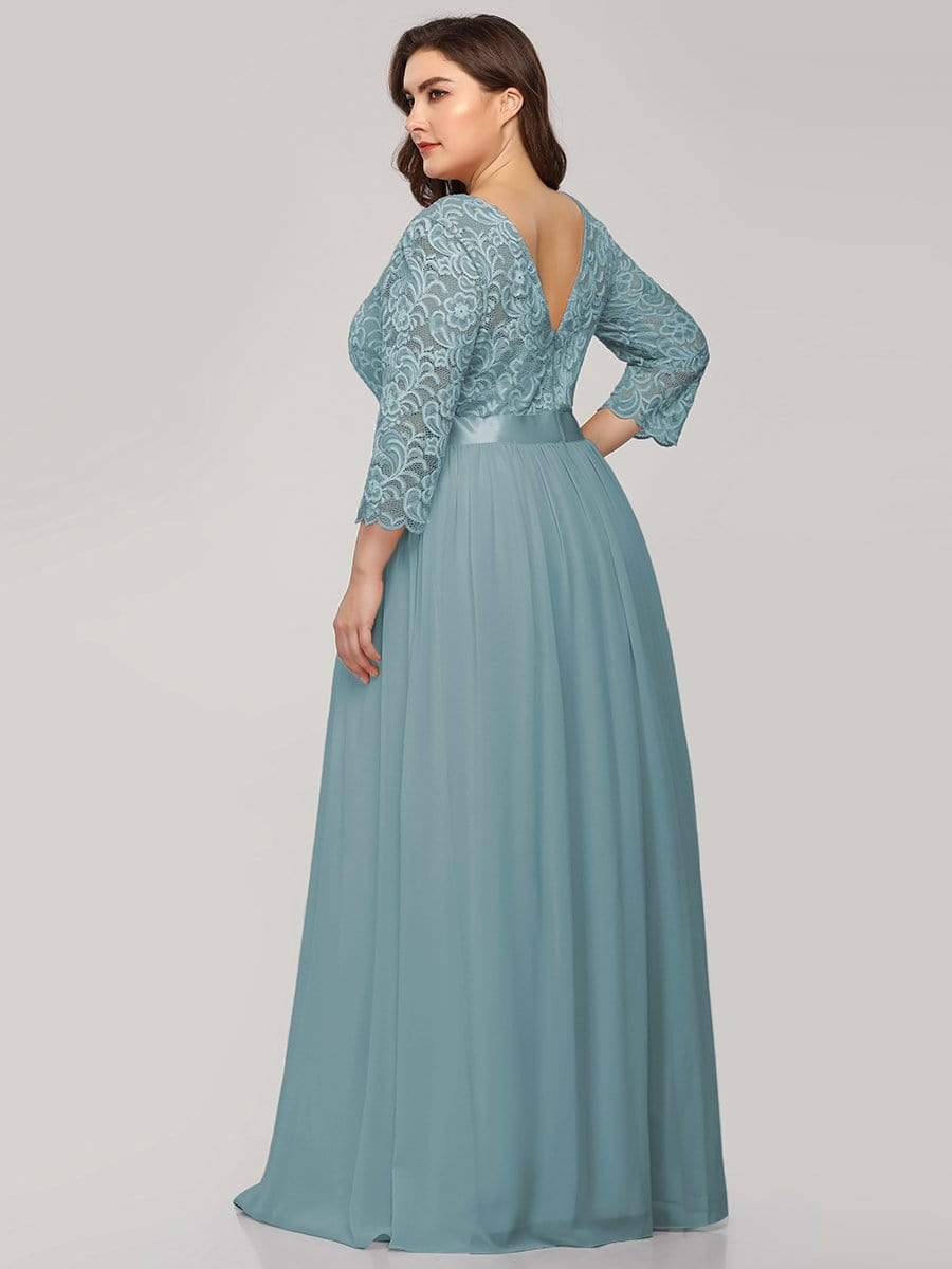 Plus Size Long Dress with Half Sleeve Size 24 Style 12074 - MISS LESTER'S 