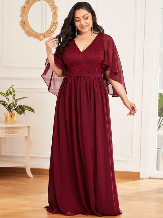 Long Chiffon Lace Dress Size 22 Style 40006 - MISS LESTER'S 