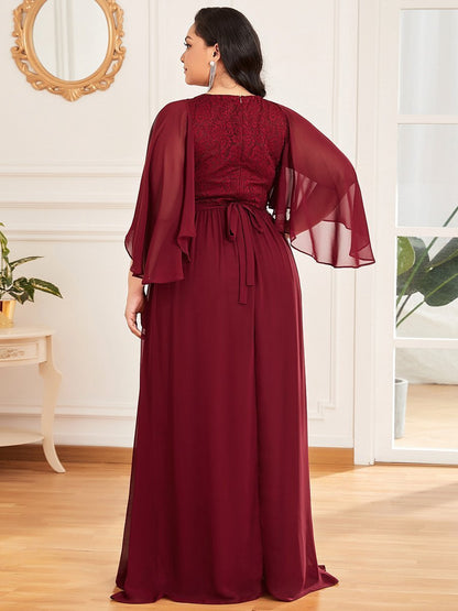 Long Chiffon Lace Dress Size 22 Style 40006