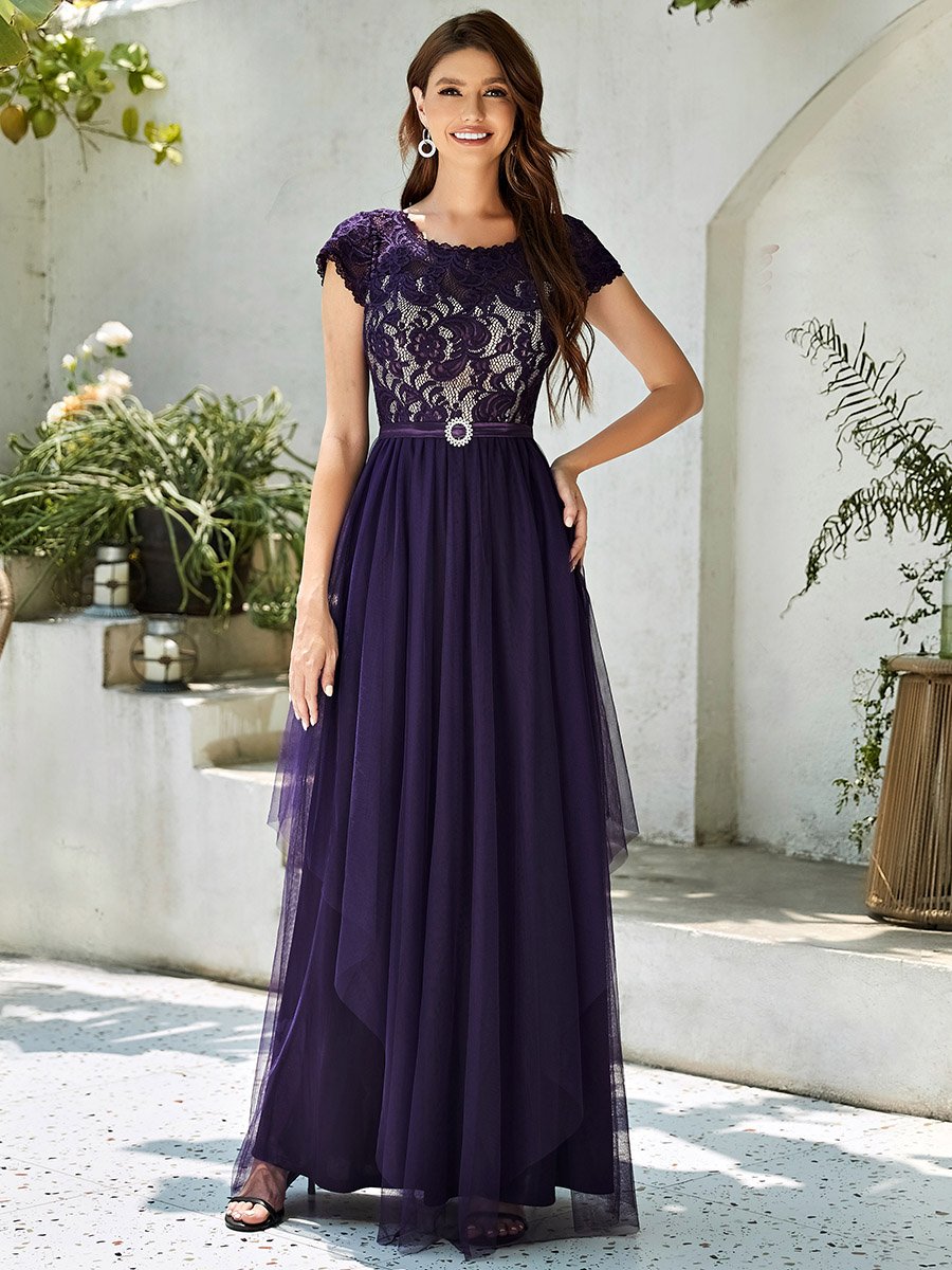 Long Tulle Lace Dress Size 8 Style 50900 - MISS LESTER'S 