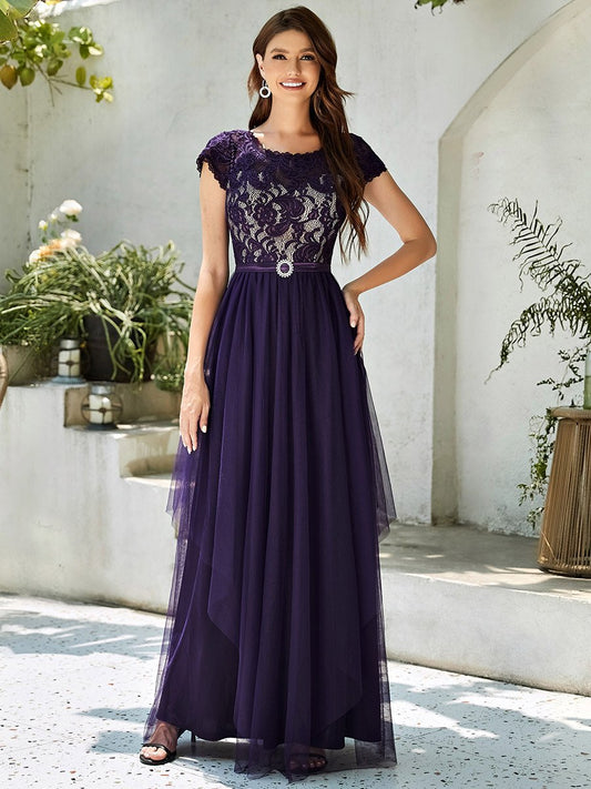 Long Tulle Lace Dress Size 8 Style 50900 - MISS LESTER'S 