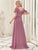 Long Chiffon V-Neck Dress Size 22 Style 58501