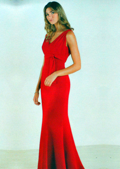 V neck Empire Waist Long Gown 14 Style C6353 - MISS LESTER'S 