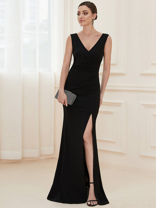 Long Short Sleeve Black Gown  AE00007BK1L - MISS LESTER'S 