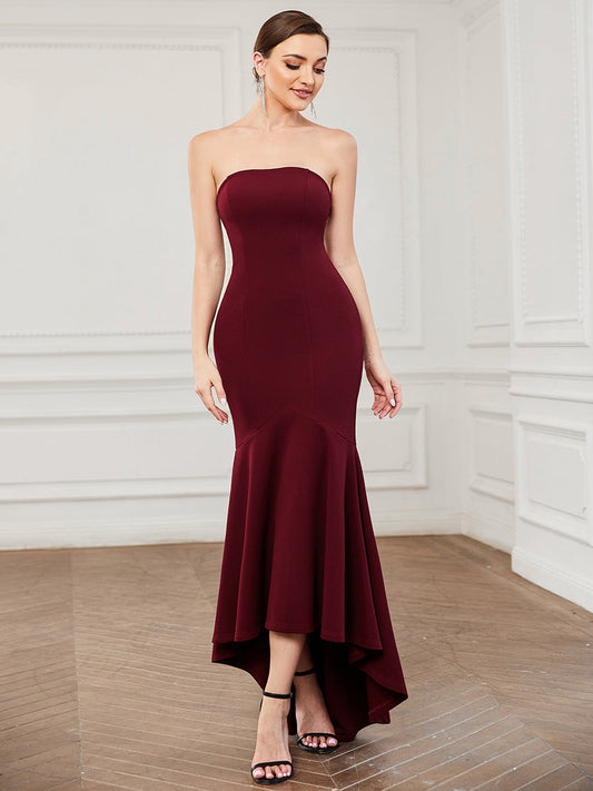 High Low Strapless Gown 00033BD - MISS LESTER'S 