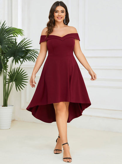 Asymmetrical Off Shoulder A Line Dress  AE00056 - MISS LESTER'S 