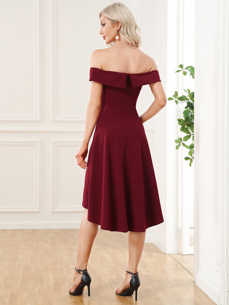 Asymmetrical Off Shoulder A Line Dress  AE00056 - MISS LESTER'S 