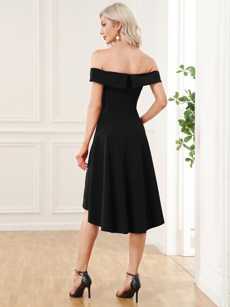 Asymmetrical Off Shoulder A Line Dress  AE00056 - MISS LESTER'S 